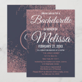 Invitación Purpurina de oro Rosa esparce bachillerato azul de