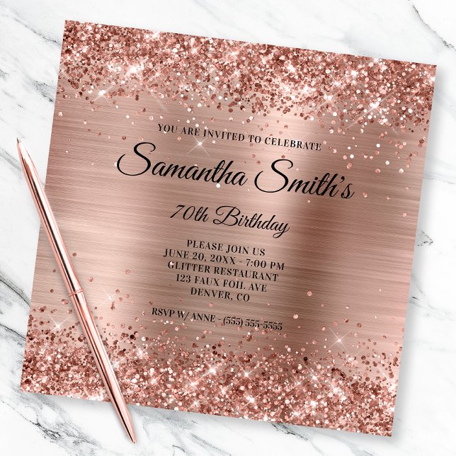 Invitación Purpurina de oro Rosa falso y Relieve metalizado 7 (Subido por el creador)