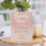 Invitación purpurina de oro Rosa moda de escritura sombría 21<br><div class="desc">Faux rosa purpurina de oro sombrío sobre rosa negro 21 cumpleaños Una moderna invitación de fiesta de cumpleaños 21 con una invitación moderna, original y sencilla de un rosa de purpurina de oro falso y tipografía de pincel de estilo escrito a mano sobre un fondo de color rosa pastel completamente...</div>