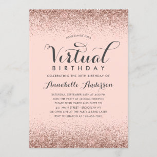 Invitación Purpurina de oro Rosa Rosa Rosa Esparkle Cumpleaño