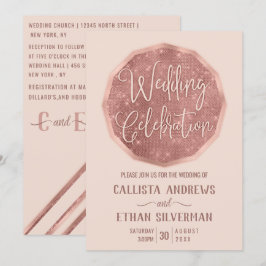 Invitación Purpurina de oro Rosa Rosa Rosa Rosa moda Polígono