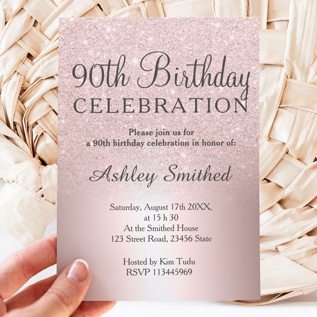 Invitación purpurina de oro Rosa sombrío metálico cumpleaños  (Subido por el creador)