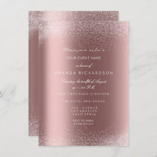 Invitación Purpurina de oro Rosa Spark Sand Bridal Cumpleaños