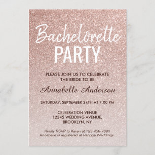 Invitación Purpurina de oro rosa Sparkle Bachelorette Party