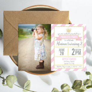 Invitación Purpurina de oro rosado Princess Birthday Picture 