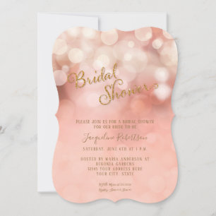 Invitación Purpurina de oro rosado Rubor Sparkle Bridal Showe