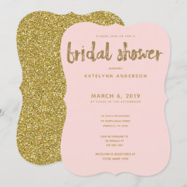 Invitación Purpurina de oro Rubor Pink Bridal Shower
