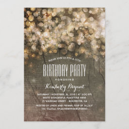 Invitación Purpurina de oro ruso enciende fiesta de cumpleaño