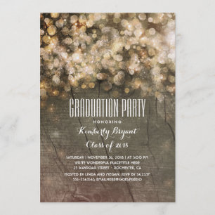 Invitación Purpurina de oro ruso enciende fiesta de graduació