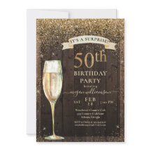 Purpurina de oro Rustic Wood Sorpresa 50 cumpleaño