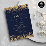 Invitación Purpurina de oro Script Marina Blue Glam 60 Fiesta<br><div class="desc">Elegante Purpurina de oro Script Marina Azul Glam 60 Fiesta. Disponible digitalmente e impreso. Un poco chispeante en celebración de su sexagésimo cumpleaños, un falso borde purpurina está en cada lado arriba y abajo en un clásico fondo naval, y el sesenta está en un guión elegante con chispas. Personaliza fácilmente...</div>