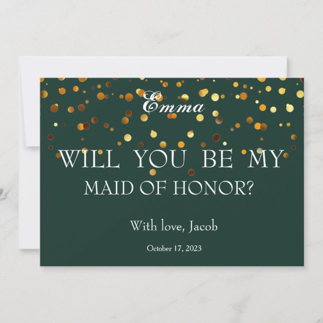 Invitación Purpurina de Oro, serás mi asistente de HONOR Invi (Anverso)