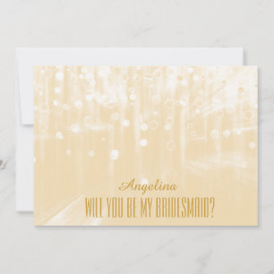 Invitación Purpurina de oro ¿Serás mi dama de honor?