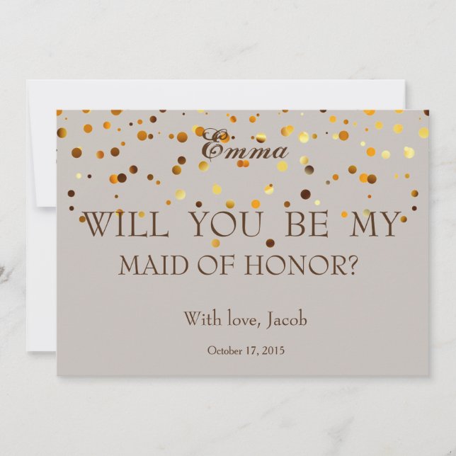 Invitación Purpurina de Oro, serás mi HONOR (Anverso)