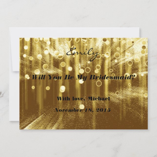 Invitación Purpurina de oro ¿Serás mi novia? (Anverso)