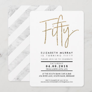 Invitación Purpurina de oro simple de TIPO MANO 50º INVITO