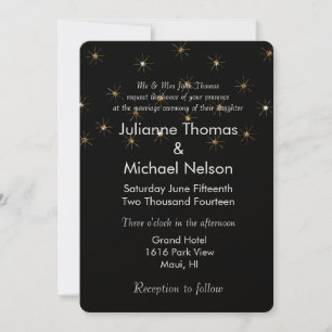 Invitación Purpurina de oro Sparkling Stars Boda