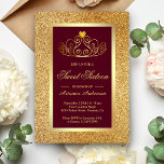 Invitación Purpurina de oro Tiara Princesa Borgoña Dulce Diec<br><div class="desc">Invite a sus huéspedes con esta elegante y dulce invitación de dieciséis,  que incluye una hermosa tiara sobre un falso fondo purpurina de oro. Simplemente agregue los detalles de su evento en esta plantilla fácil de usar para convertirla en una invitación única.</div>
