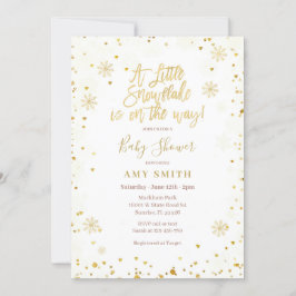 Invitación Purpurina de oro Un pequeño Baby Shower con copas 