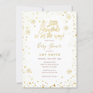 Invitación Purpurina de oro Un pequeño Baby Shower con copas