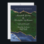 Invitación Purpurina de oro verde azul Agate Geode Boda<br><div class="desc">Purpurina azul,  verde y dorado Agate elegante moda Invitación a la boda. Creado por Bodas © Lesruba.</div>