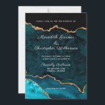 Invitación Purpurina de oro verde azulado Agate Geode Boda<br><div class="desc">Verde azulado turquesa y Purpurina de oro Agate elegante moda Invitación a la boda. Creado por Bodas © Lesruba.</div>