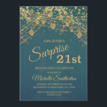 Invitación Purpurina de oro verde azulado Ilumina cadenas 21<br><div class="desc">Elegante invitación para fiestas de cumpleaños 21 para mujeres con hermosas luces de cuerda de oro y chisporroteo en un atrevido fondo verde azulado. El texto, el tipo de letra y la redacción son completamente personalizables usando la herramienta de diseño de Zazzle. Contáctenos para obtener ayuda sobre la personalización o...</div>