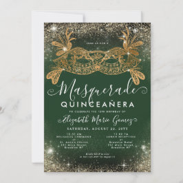 Invitación Purpurina de oro verde esmeralda