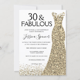 Invitación Purpurina de oro Vestir a mujeres Fiesta 30 cumple