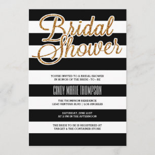 Invitación Purpurina de oro y Fiesta de Bachelorette de Strip