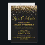 Invitación Purpurina de Oro y Negro 30 años celebremos<br><div class="desc">Invitación de Purpurina negro y oro, 30 cumpleaños invitación a la fiesta Treinta, celebremos cualquier edad digital, descarga instantánea Cuarenta y sesenta, personalizado 21° 40° 50° 60, elegante plantilla de hito Sweet 16, Personalizado 18° Glam Golden Confetti, caligrafía de adultos guión estilo moderno, Moda moderna simple para ella Bling 16ª...</div>