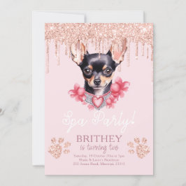 Invitación Purpurina De Perro Elegante