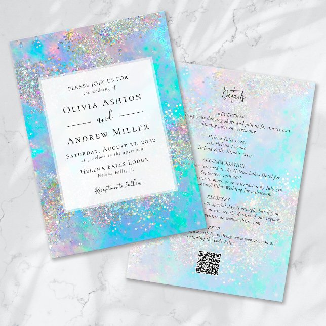 Invitación Purpurina de Piedra Óptica verde azulada todo en u (Subido por el creador)