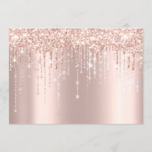 Invitación Purpurina de pies Baby Shower Rosa Chica de golosi