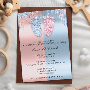 Invitación Purpurina de pies revelados de género Chica de niñ