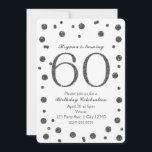 Invitación Purpurina de Plata 60° fiesta de cumpleaños<br><div class="desc">El Purpurina Plata Dots 60th 60 Birthday Party Invitaciones.</div>
