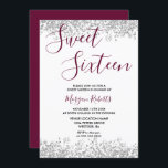 Invitación Purpurina de plata Borgoña dulce 16 Fiesta<br><div class="desc">Purpurina de plata Borgoña Sweet 16 Fiesta - puede cambiar el color de fondo y el color del texto como desea la bella invitación de Purpurina de oro Faux Confetti. Colección coincidente en Nicho y tienda Nest. Diseño Cortesía de Studio Dinamarca</div>