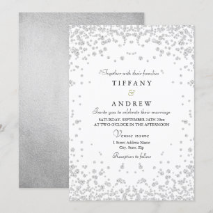 Invitación Purpurina de plata Confetti Elegant Wedding Invita