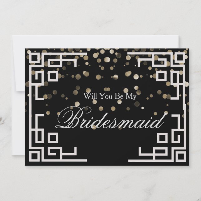 Invitación Purpurina de plata Confetti Serás mi dama de honor (Anverso)