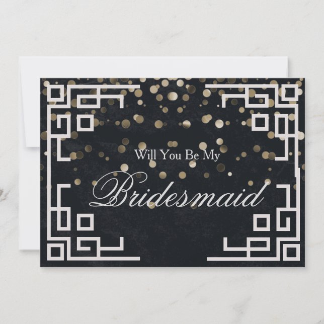 Invitación Purpurina de plata Confetti Serás mi dama de honor (Anverso)