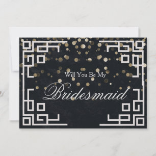 Invitación Purpurina de plata Confetti Serás mi dama de honor