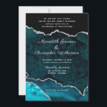 Invitación Purpurina de plata de agate verde azulado Geode Bo<br><div class="desc">Invitación a la Boda de Purpurina de Plata de Elegancia verde azulada con alojamiento formal de los padres de la pareja. Creado por Bodas © Lesruba.</div>