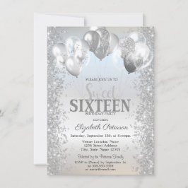 Invitación Purpurina de plata de moda Confetti Globos Dulce 1