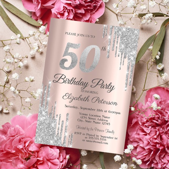Invitación Purpurina de Plata dedique golosinas al Rosa Oro 5 (Subido por el creador)