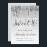 Invitación Purpurina de plata dulce 16 salva la fecha<br><div class="desc">Moderno Espuma Plata y Purpurina Dulce Dieciséis Salven la invitación de fiesta de cumpleaños. Esta invitación es perfecta para una fiesta de cumpleaños Sparkle y Purpurina Sweet 16 que busca celebrar con estilo.</div>