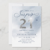 Purpurina de plata moderna sorpresa adulto 21 años