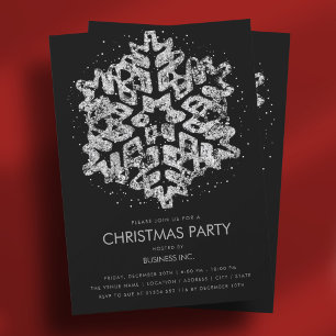 Invitación Purpurina de plata Navidades de copo de nieve Fies