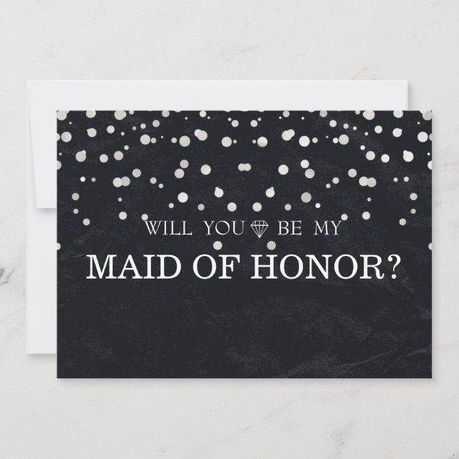 Invitación Purpurina de Plata Negra Serás Mi HONOR (Anverso)