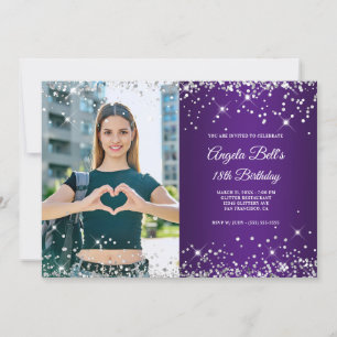 Invitación Purpurina de Plata Real Fotografía Purple 18º cump
