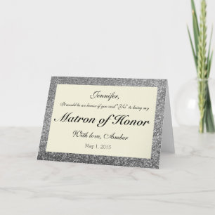 Invitación Purpurina de plata será mi carta de honor